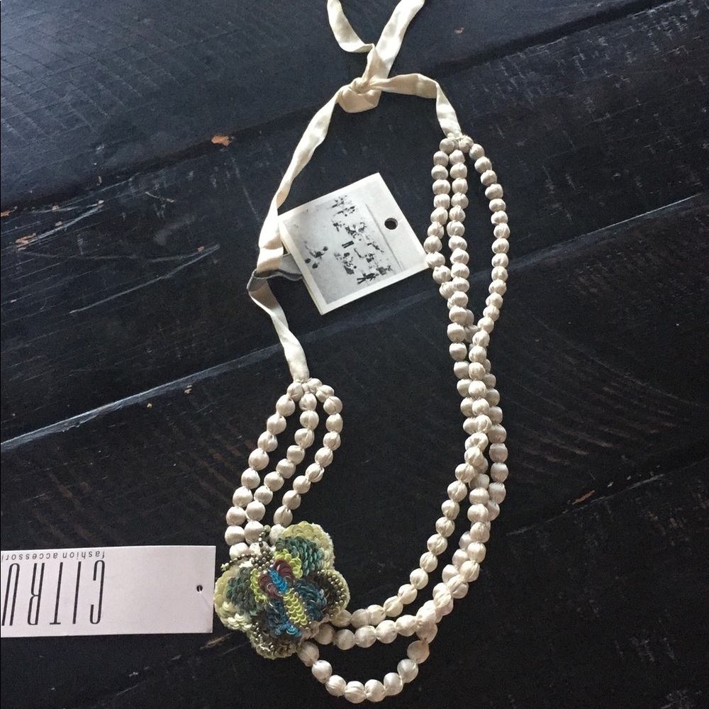 Anthropologie Butterfly Fabric Necklace